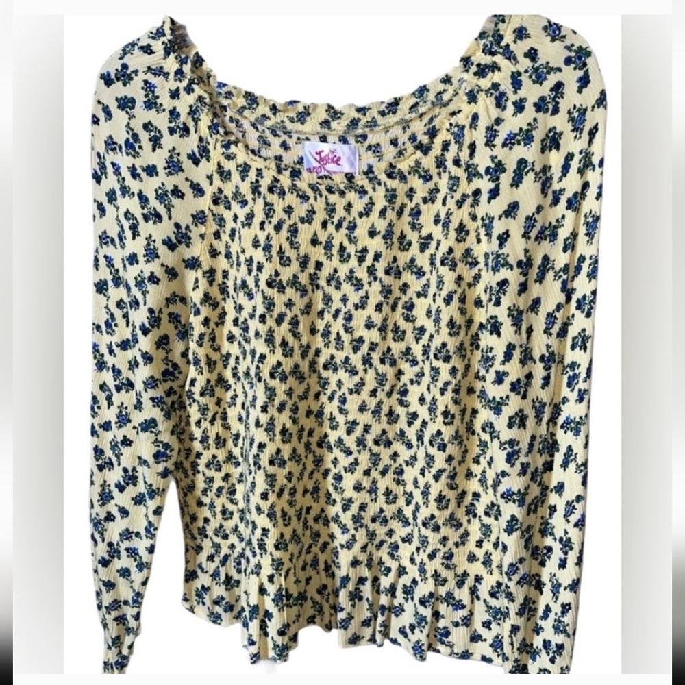 Justice Yellow and Blue Floral Top